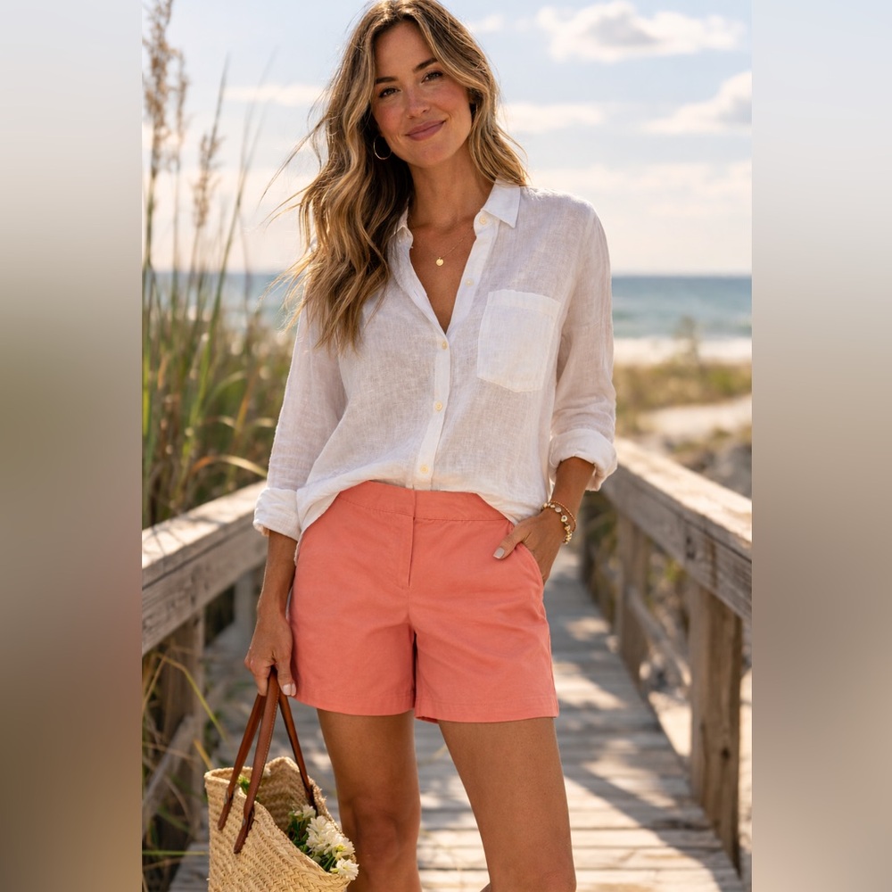 LOFT Riviera Tailored Chino Shorts | Cotton Stretch · Preppy Summer Coastal